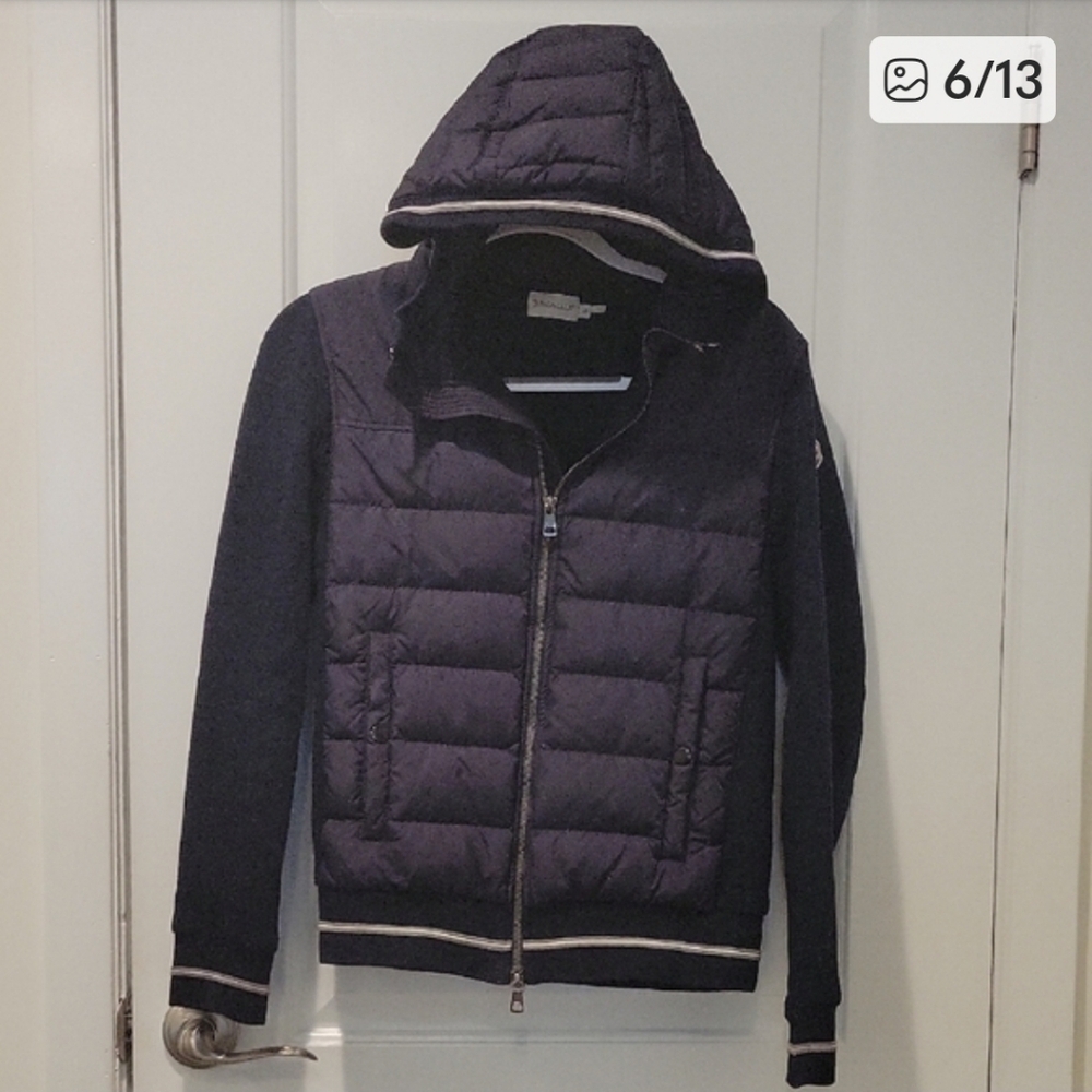 Authentic Moncler Maglia Cardigan Hybrid Down Puffer Zip-Up Hoodie Size S - Picture 7 of 13